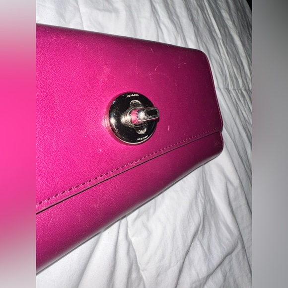 COACH // Burgundy Smith Leather TurnlockSlim Envelope Wallet - Picture 3 of 9